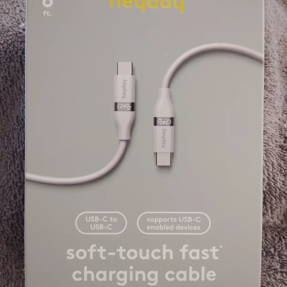 Heyday USB-C to USB-C Charging Cable - Gray New In Box